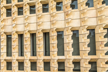 Modern building decoration with stone materials close-up