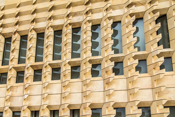 Modern building decoration with stone materials close-up