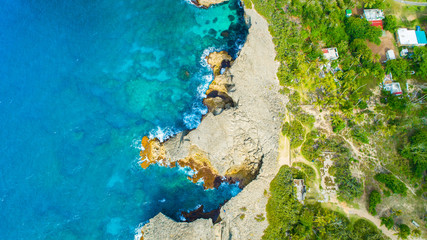 Aerial view of Cueva del Indio. Rock formation. Hatillo. Puerto Rico. 