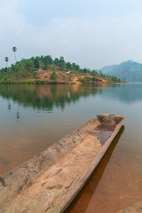 Wooden boat in the lake