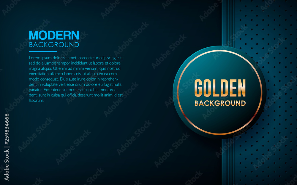 Poster modern blue overlap background vector. realistic overlap textured layer with golden list on circle s