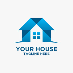 Blue house logo design