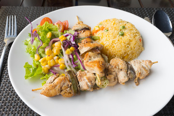 Lunch of a tourist in Vietnam restaurant
