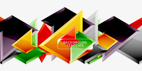 Bright colorful triangular poly 3d composition,abstract geometric background, minimal design, polygonal futuristic poster