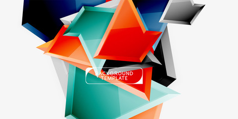 Bright colorful triangular poly 3d composition,abstract geometric background, minimal design, polygonal futuristic poster