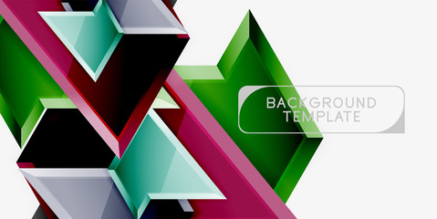 Minimal geometrical triangles with 3d effect abstract background template