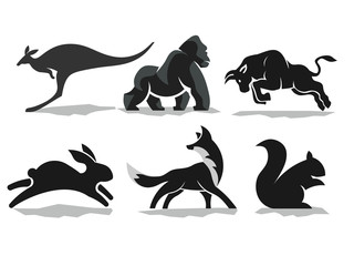 creative animal silhouette vector set collection