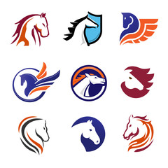 creative simple modern horse animals color logo vector 