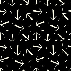 Hand drawn arrows seamless pattern on black background. Creative abstract background. Vector illustration. eps 10