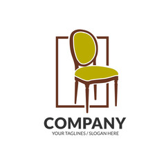 Creative simple chair furniture logo design concept