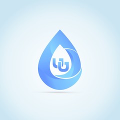 letter initial UU blue drop logo company Design vector template