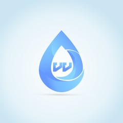 initial VV blue drop logo company sign Design vector template 