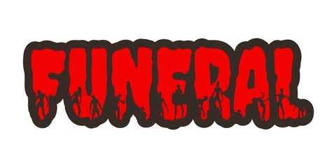 Funeral word and silhouettes on them. Halloween theme sticker