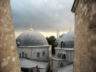 Blue mosque, view from Hagia Sophia, Turkey, Istanbul