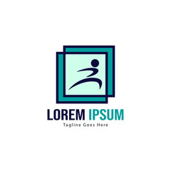 Athletic logo template design. Minimalist Athletic logo with modern frame