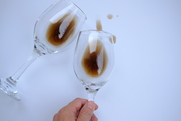 pouring water into glass