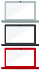 Laptop Vector Unlined - Red, Black, White