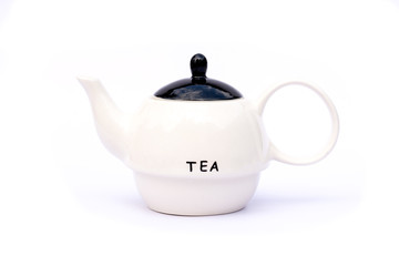 White teapot isolated on white background.