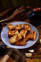 Hot and fresh, fried crispy tofu