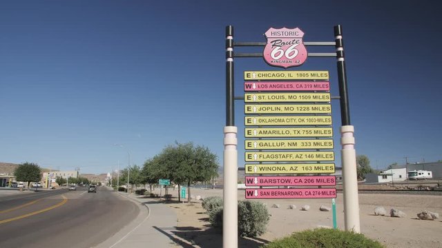 Historic road sign on Route 66, Kingman, Arizona, USA, America
