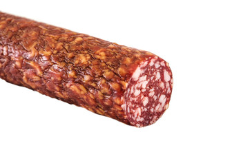 smoked sausage on a white background