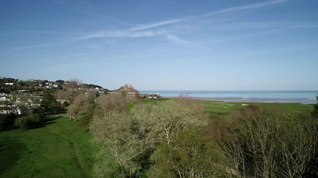 United Kingdom, Channel Islands, Jersey, Gorey, Royal Jersey Golf Course, Mont Orgueil Castle (Gorey Castle)