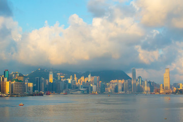 Fototapeta premium Hong Kong city skyline, China at sunrise