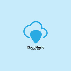 Cloud Music Logo Template Design Vector, vector illustration icon element - Vector