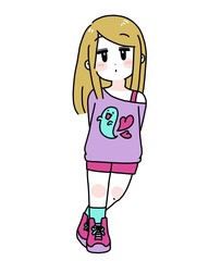 私服の女の子　金髪　イラスト
