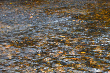 The reflection of the water surface with natural brown stones on the bottom is a lot of background.soft focus.