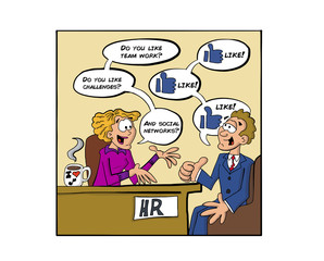 Job interview with candidate that likes social networks