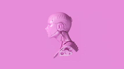 Pink Cyborg Bust 3d illustration 3d render