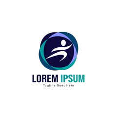 Athletic logo template design. Minimalist Athletic logo with modern frame