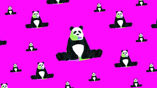 Gif animation art.  3d panda pattern