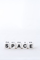The term space displayed in black letters printed on white squares isolated on a white background image with copy space