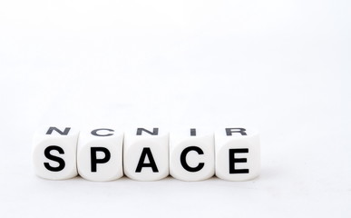 The term space displayed in black letters printed on white squares isolated on a white background image with copy space