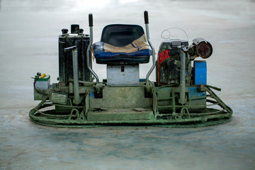 Blue floor polishing machine Parked on the floor ready to use