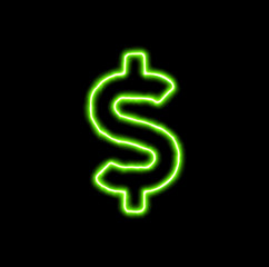 green neon symbol dollar sign