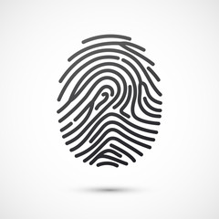 Black fingerprint isolated on white background. Vector illustration