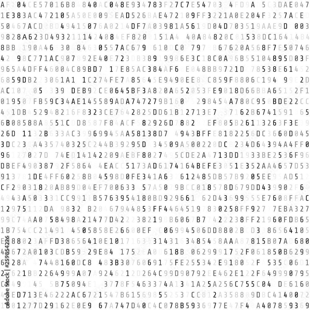 Fototapete hex code stream. abstract digital data element. matrix background. vector illustration isolated on w
