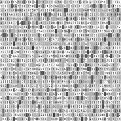 Hex code stream. Abstract digital data element. Matrix background. Vector illustration