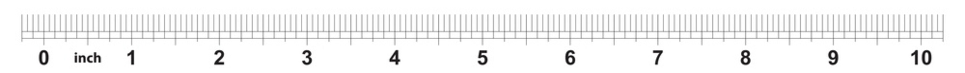 10 inch tape measure ruler with 1/16 inch markings. Imperial grid.