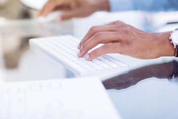 closeup.businessman typing on computer keyboard.photo with copy space.