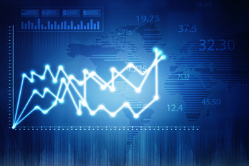 2d rendering Stock market online business concept. business Graph 
