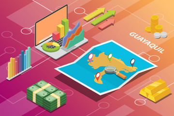 guayaquil ecuador city isometric financial economy condition concept for describe cities growth expand - vector