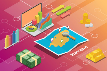 havana cuba city isometric financial economy condition concept for describe cities growth expand - vector