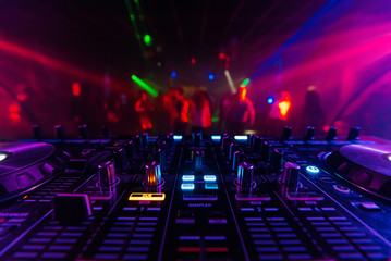 DJ mixer controller Board for professional mixing of electronic music in a nightclub