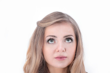Naklejka premium closeup.young business woman looking at copy space.