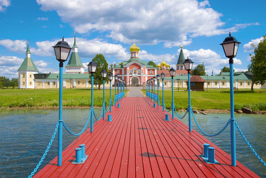 Valdaisky Iversky Svyatoozersky Bogoroditsky Monastery on a sunny July afternoon. Novgorod region, Russia