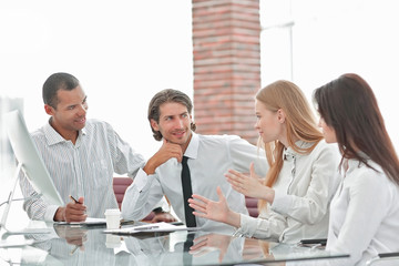 group of business people during a meeting in the office